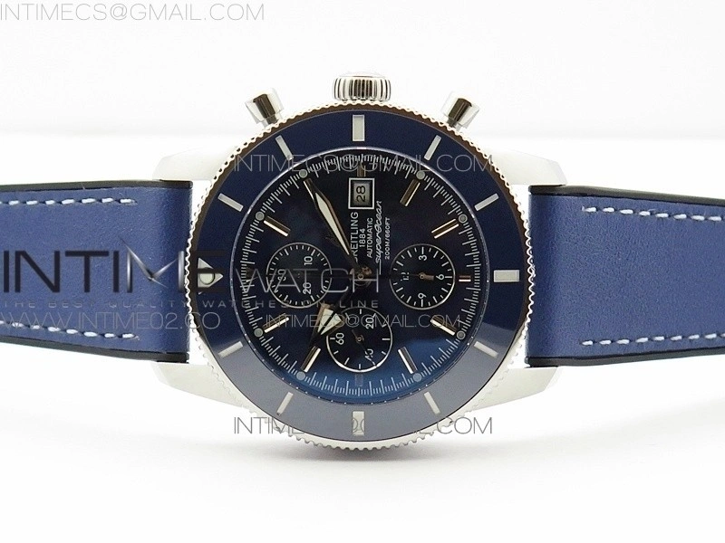 Super Ocean 1884 Heritage Blue Ceramic Bezel SS Blue Dial on A7750