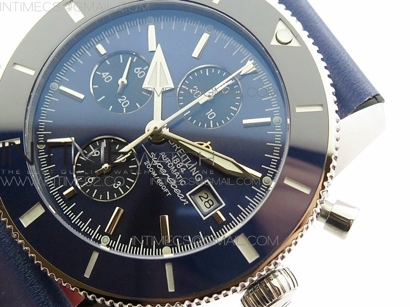 Super Ocean 1884 Heritage Blue Ceramic Bezel SS Blue Dial on A7750