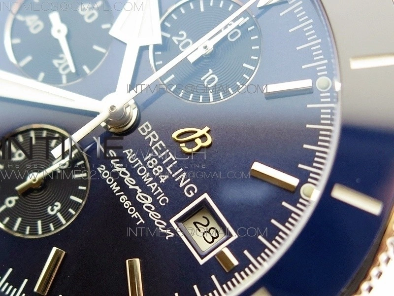 Super Ocean 1884 Heritage Blue Ceramic Bezel SS Blue Dial on A7750