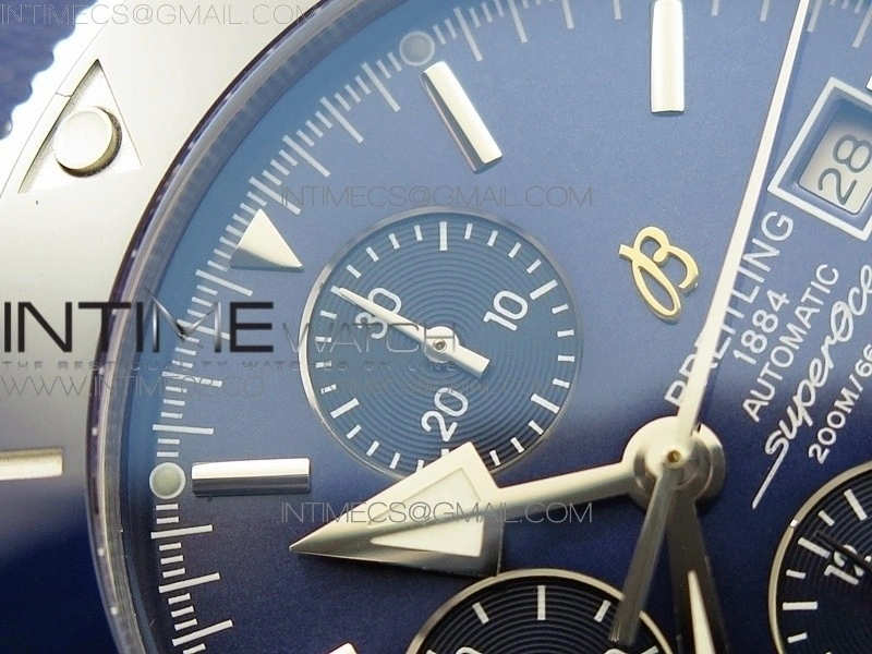 Super Ocean 1884 Heritage Blue Ceramic Bezel SS Blue Dial on A7750