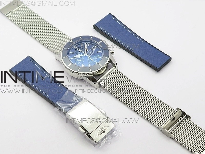 Super Ocean 1884 Heritage Blue Ceramic Bezel SS Blue Dial on A7750