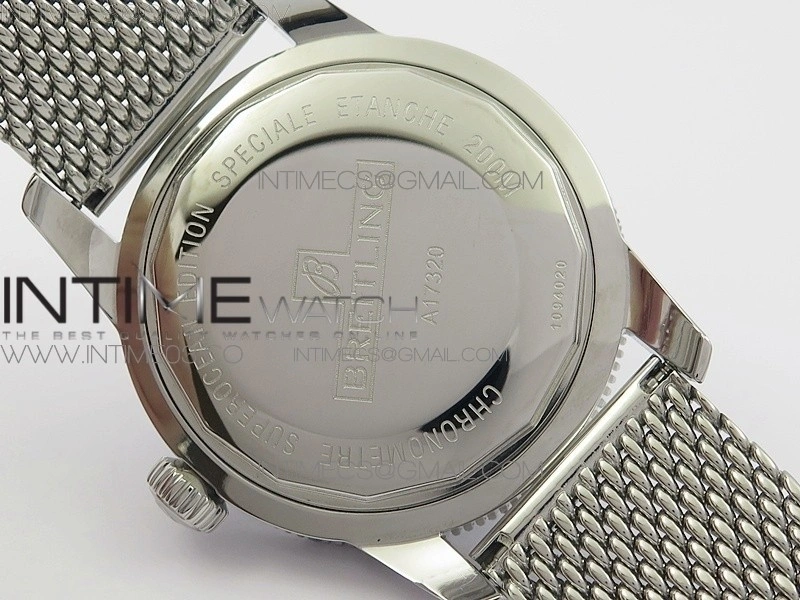Super Ocean Heritage 46mm SS Black Bezel White Dial on SS Mesh Bracelet A2824