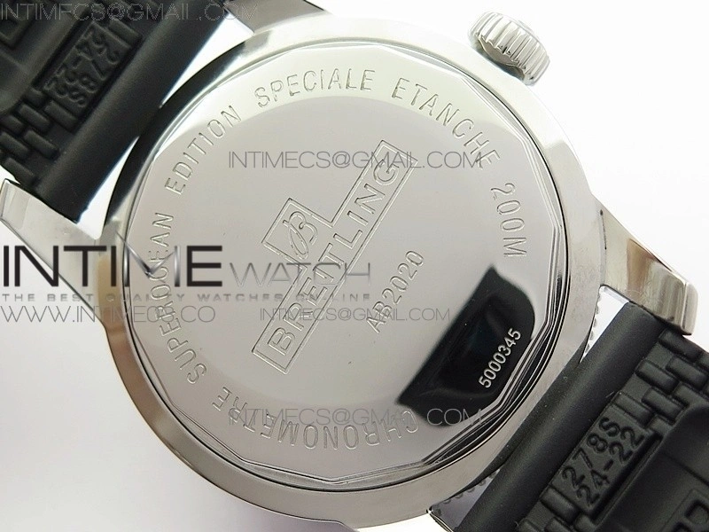 Super Ocean Heritage Black Ceramic Bezel SS Black Dial on Rubber Strap A2824