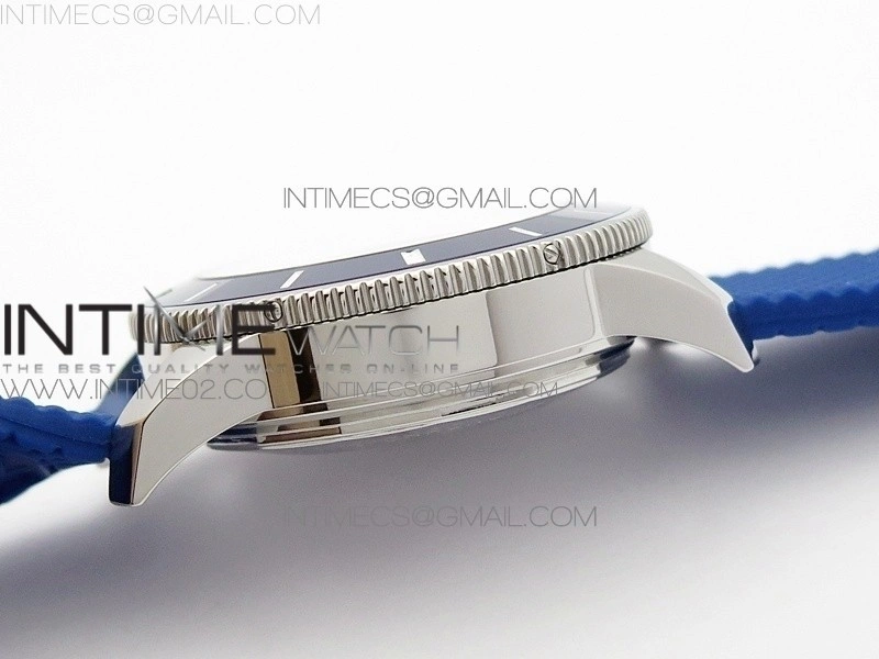 Super Ocean Heritage Blue Ceramic Bezel SS Blue Dial on Black Rubber Strap A7750