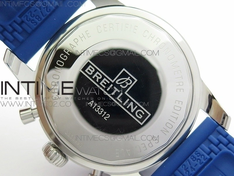Super Ocean Heritage Blue Ceramic Bezel SS Blue Dial on Black Rubber Strap A7750
