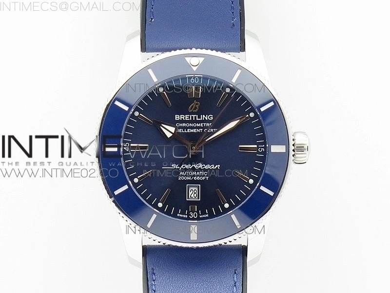 Super Ocean Heritage Blue Ceramic Bezel SS Blue Dial on Blue Gummy Strap A2824