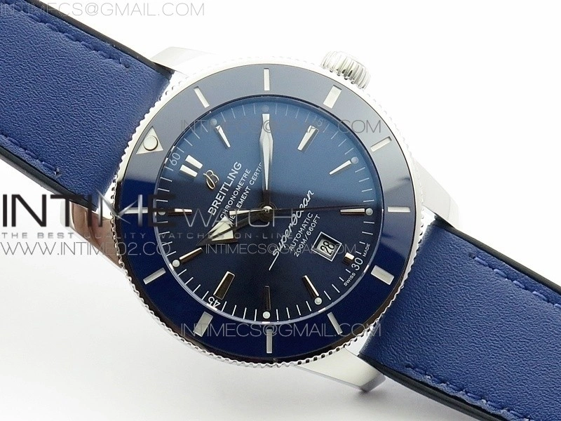 Super Ocean Heritage Blue Ceramic Bezel SS Blue Dial on Blue Gummy Strap A2824