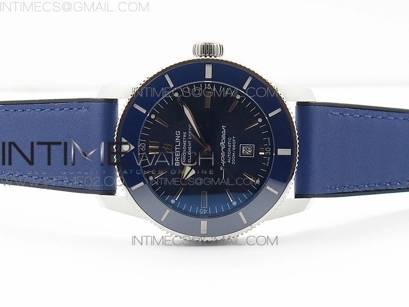 Super Ocean Heritage Blue Ceramic Bezel SS Blue Dial on Blue Gummy Strap A2824