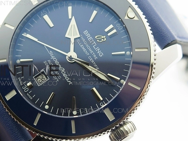 Super Ocean Heritage Blue Ceramic Bezel SS Blue Dial on Blue Gummy Strap A2824