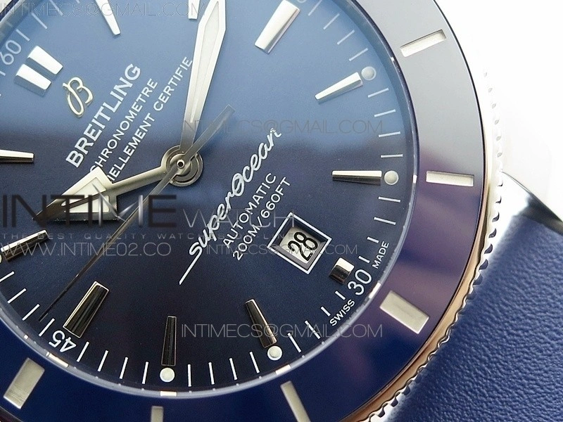 Super Ocean Heritage Blue Ceramic Bezel SS Blue Dial on Blue Gummy Strap A2824