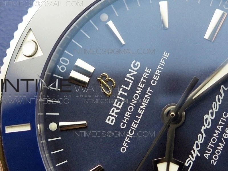 Super Ocean Heritage Blue Ceramic Bezel SS Blue Dial on Blue Gummy Strap A2824