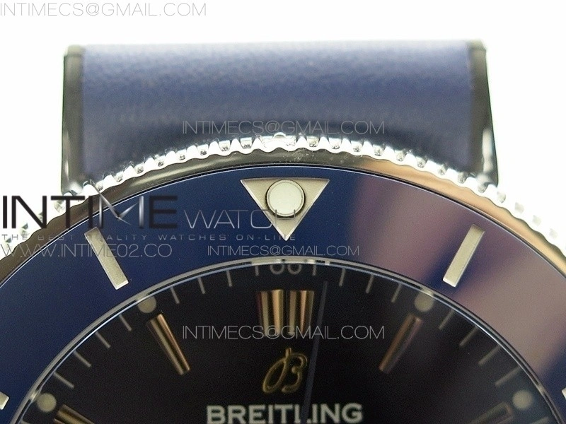Super Ocean Heritage Blue Ceramic Bezel SS Blue Dial on Blue Gummy Strap A2824