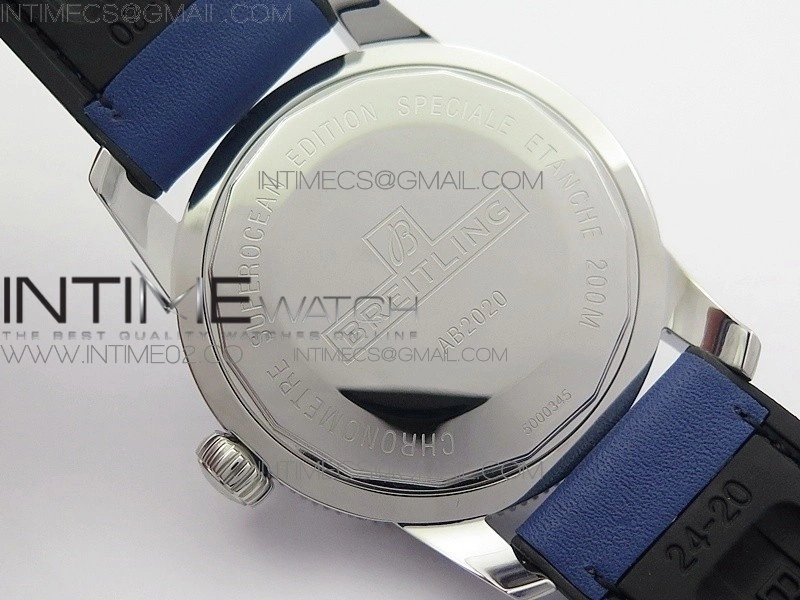 Super Ocean Heritage Blue Ceramic Bezel SS Blue Dial on Blue Gummy Strap A2824