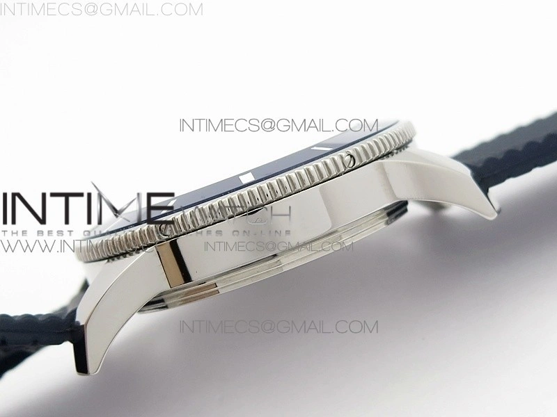 Super Ocean Heritage Blue Ceramic Bezel SS Blue Dial on Rubber Strap A2824