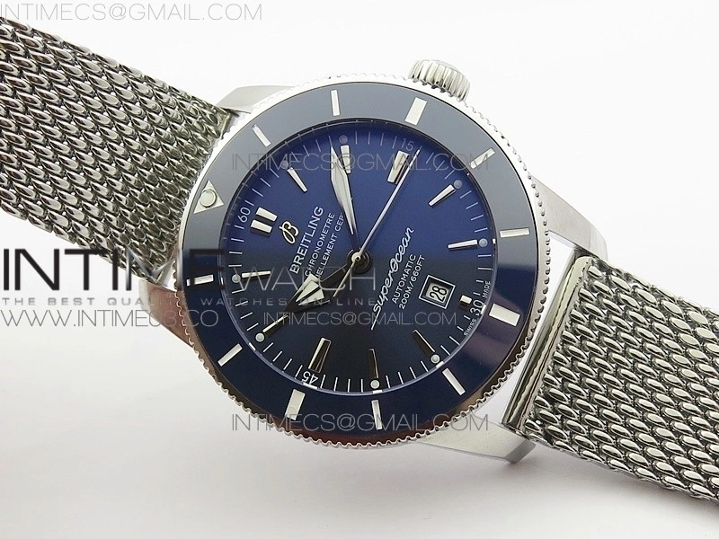 Super Ocean Heritage Blue Ceramic Bezel SS Blue Dial on SS Bracelet A2824