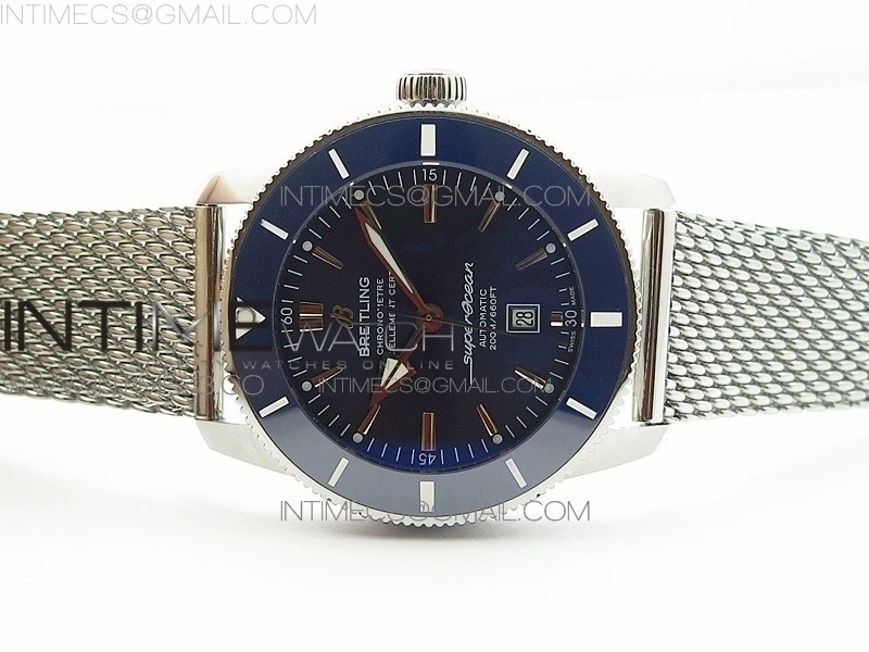 Super Ocean Heritage Blue Ceramic Bezel SS Blue Dial on SS Bracelet A2824