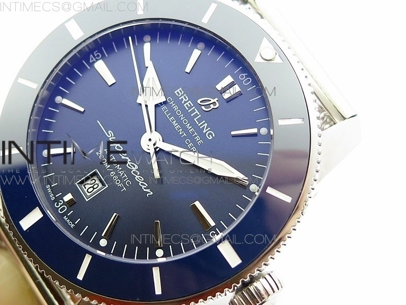 Super Ocean Heritage Blue Ceramic Bezel SS Blue Dial on SS Bracelet A2824