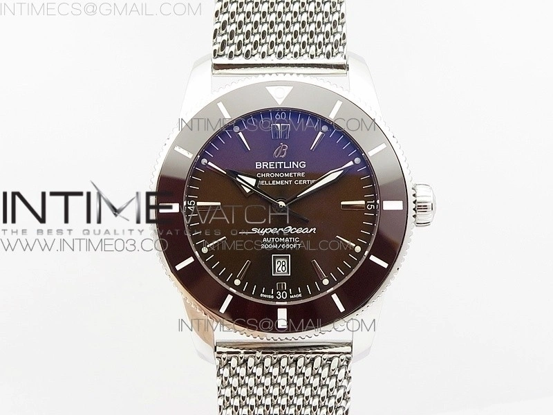 Super Ocean Heritage Brown Ceramic Bezel SS Brown Dial on SS Bracelet A2824