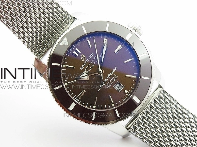 Super Ocean Heritage Brown Ceramic Bezel SS Brown Dial on SS Bracelet A2824