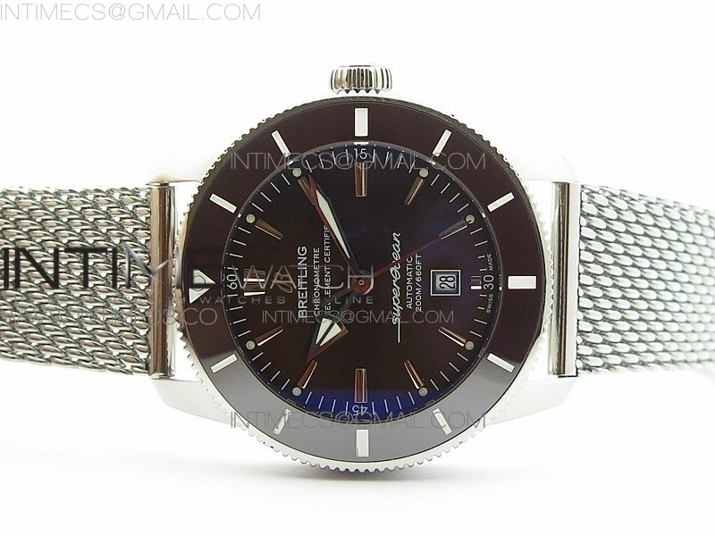 Super Ocean Heritage Brown Ceramic Bezel SS Brown Dial on SS Bracelet A2824