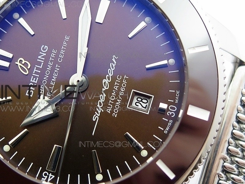 Super Ocean Heritage Brown Ceramic Bezel SS Brown Dial on SS Bracelet A2824