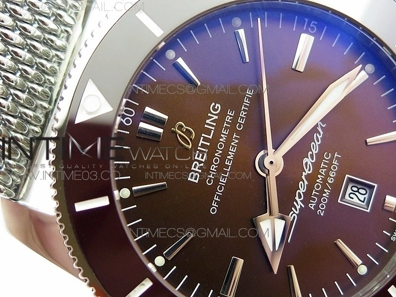 Super Ocean Heritage Brown Ceramic Bezel SS Brown Dial on SS Bracelet A2824