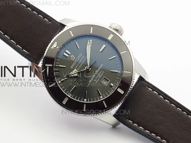 Super Ocean Heritage Brown Ceramic Bezel SS Gray Dial on Brown Gummy Strap A2824