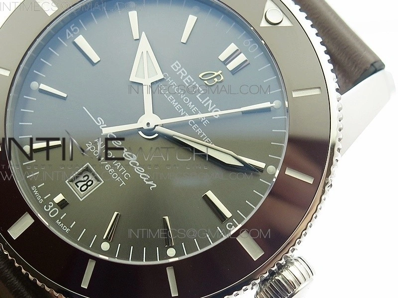 Super Ocean Heritage Brown Ceramic Bezel SS Gray Dial on Brown Gummy Strap A2824