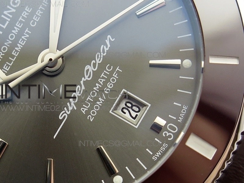 Super Ocean Heritage Brown Ceramic Bezel SS Gray Dial on Brown Gummy Strap A2824