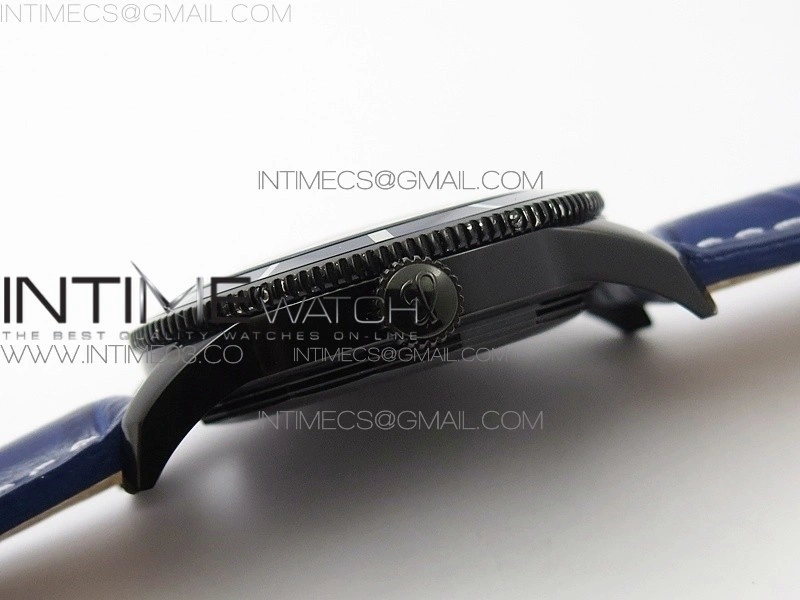 Super Ocean Heritage DLC Black Dial on Blue Leather Strap A2824
