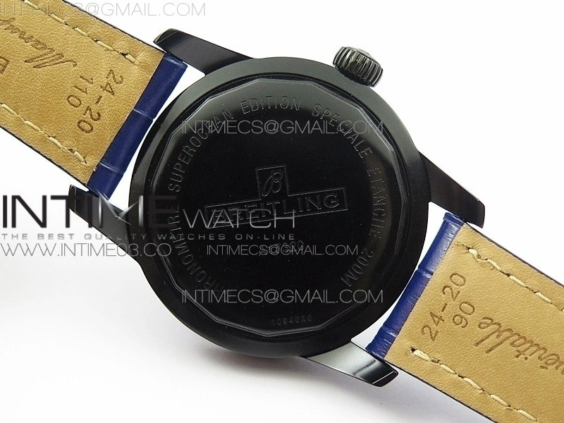 Super Ocean Heritage DLC Black Dial on Blue Leather Strap A2824