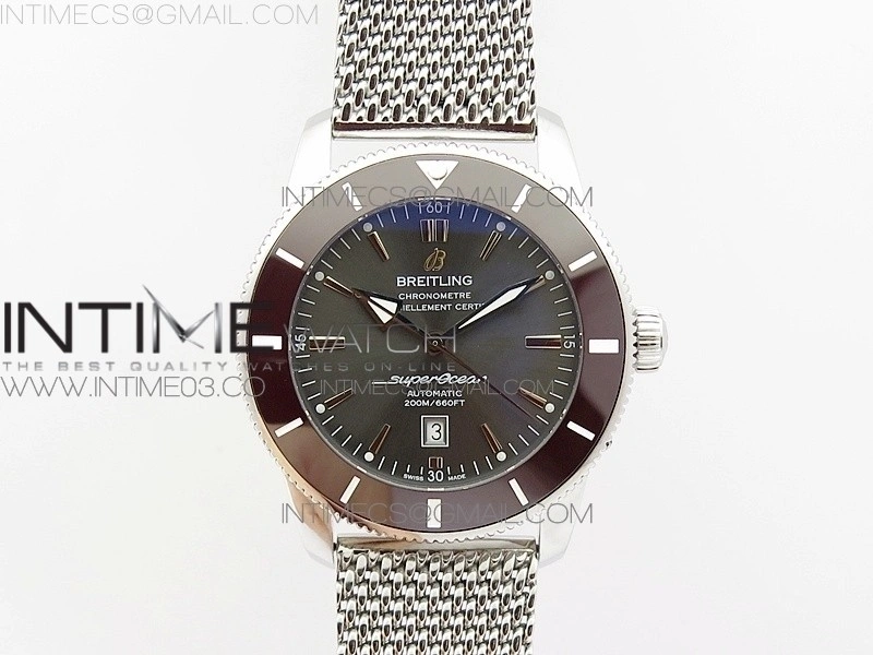 Super Ocean Heritage Gray Ceramic Bezel SS Gray Dial on SS Bracelet A2824