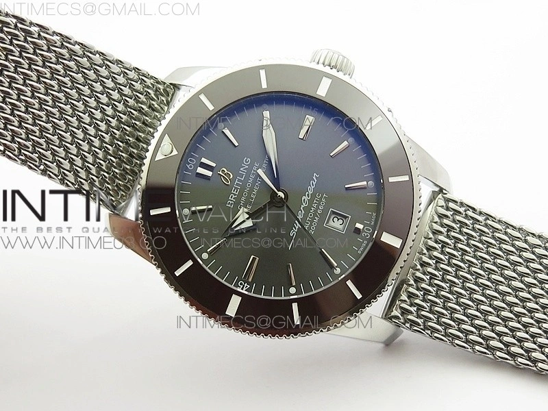 Super Ocean Heritage Gray Ceramic Bezel SS Gray Dial on SS Bracelet A2824