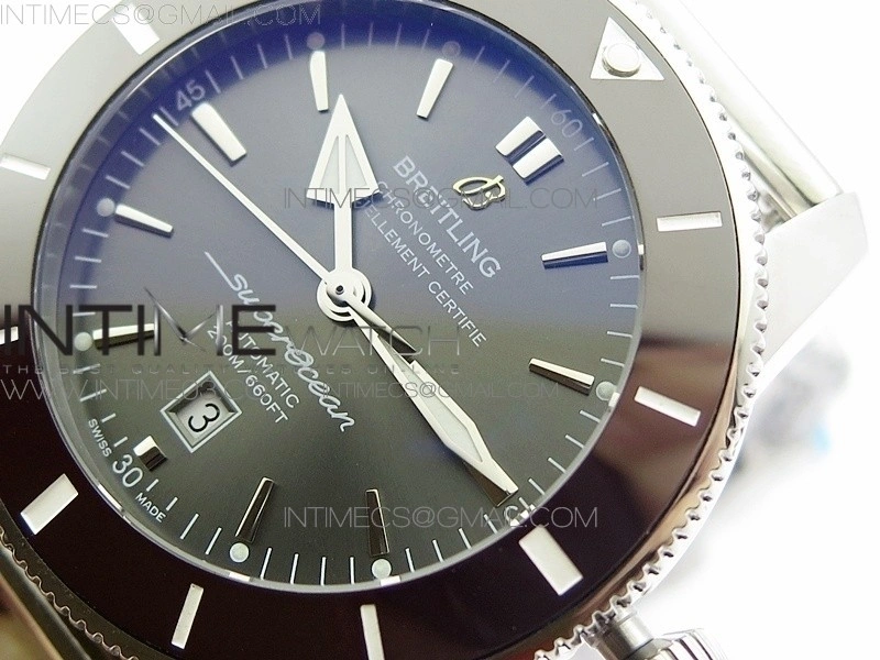 Super Ocean Heritage Gray Ceramic Bezel SS Gray Dial on SS Bracelet A2824