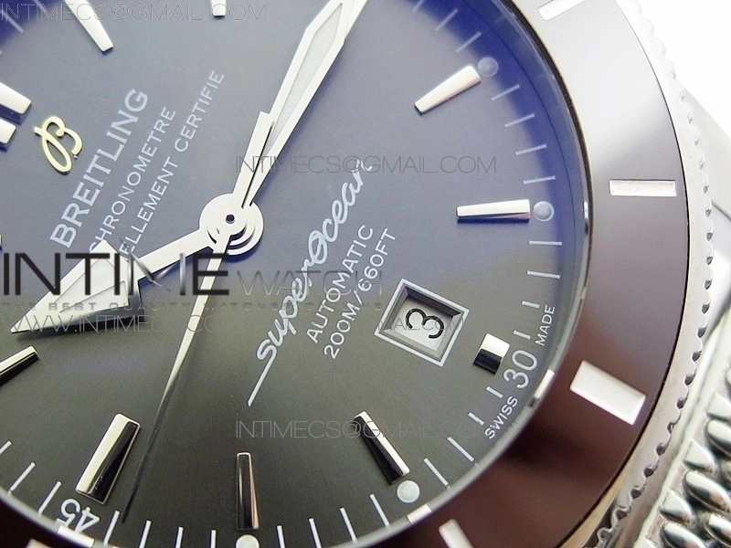Super Ocean Heritage Gray Ceramic Bezel SS Gray Dial on SS Bracelet A2824
