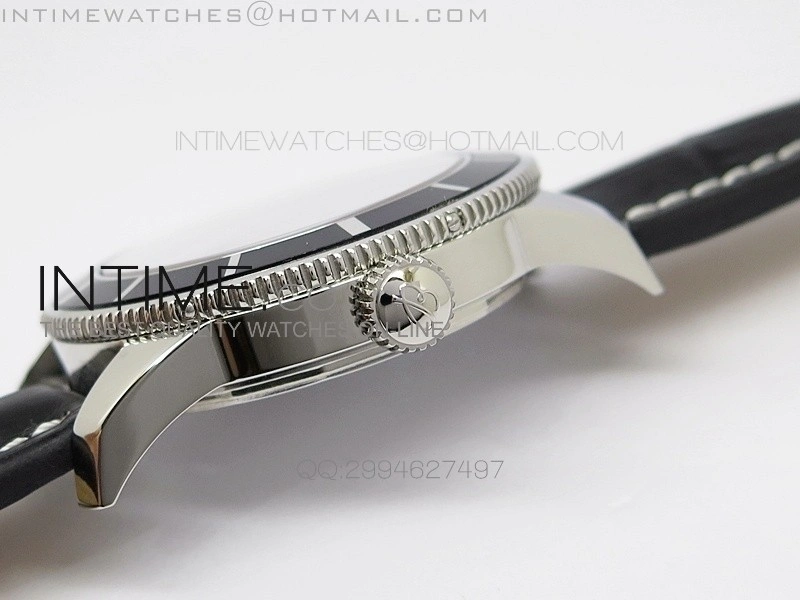 Super Ocean Heritage SS Black Dial on Black Leather Strap A2824