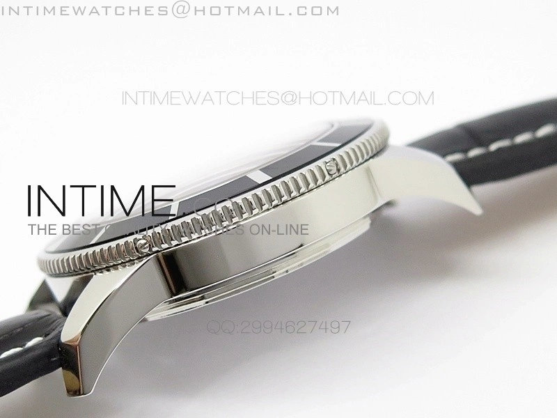 Super Ocean Heritage SS Black Dial on Black Leather Strap A2824