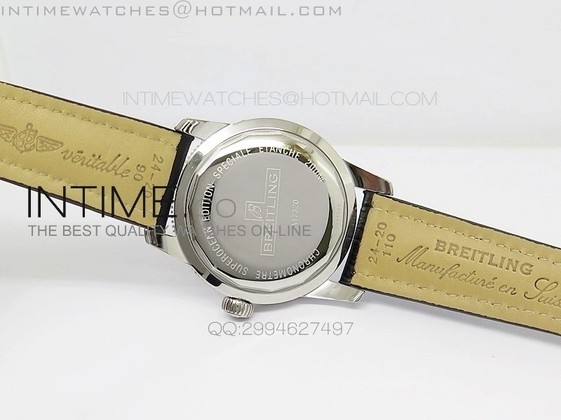 Super Ocean Heritage SS Black Dial on Black Leather Strap A2824