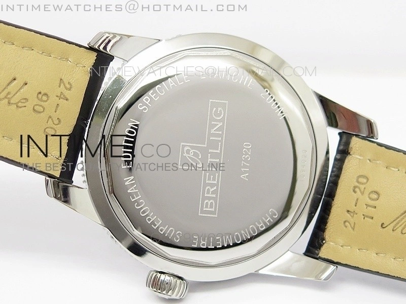 Super Ocean Heritage SS Black Dial on Black Leather Strap A2824
