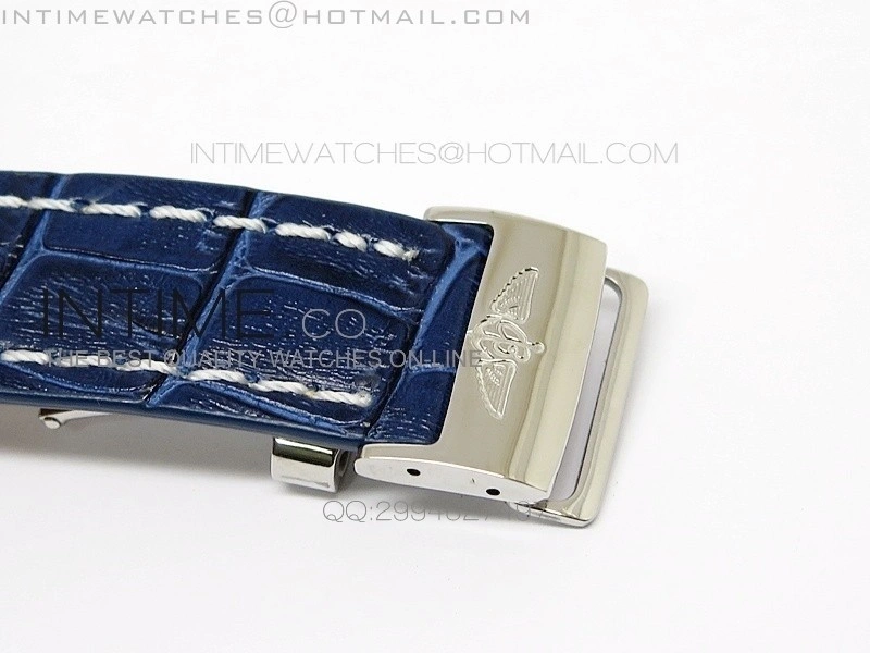 Super Ocean Heritage SS Blue Dial on Blue Leather Strap A2824