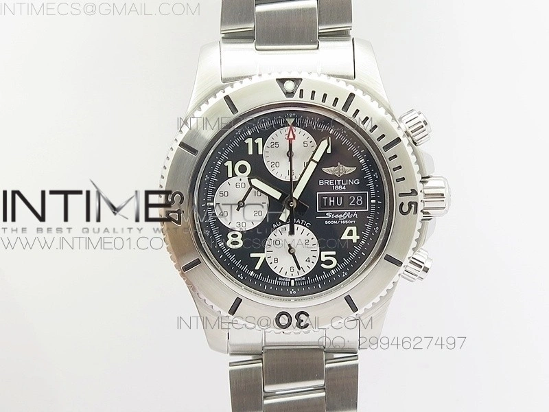 Super Ocean Steelfish SS Black Dial on SS Bracelet A7750