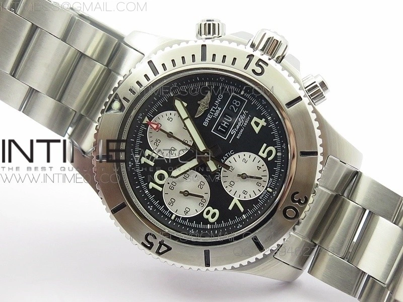 Super Ocean Steelfish SS Black Dial on SS Bracelet A7750