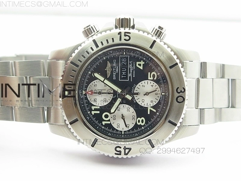 Super Ocean Steelfish SS Black Dial on SS Bracelet A7750