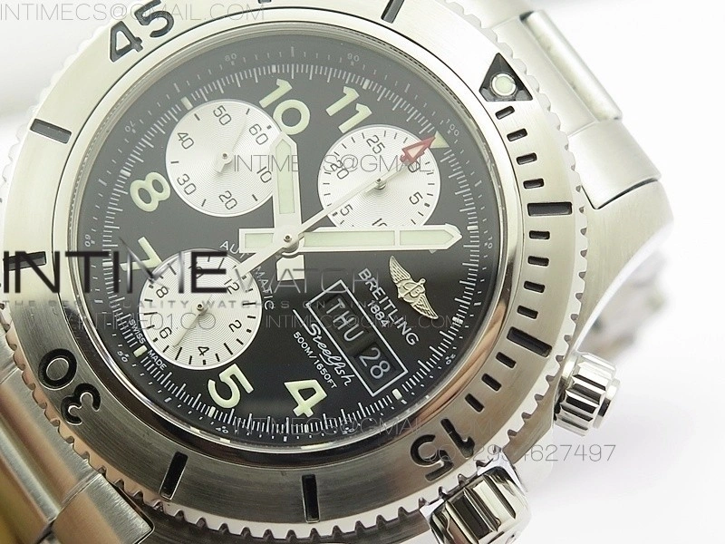 Super Ocean Steelfish SS Black Dial on SS Bracelet A7750