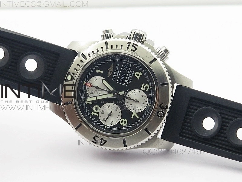 SuperOcan SteelFish SS Black Dial on Black Rubber Strap A7750