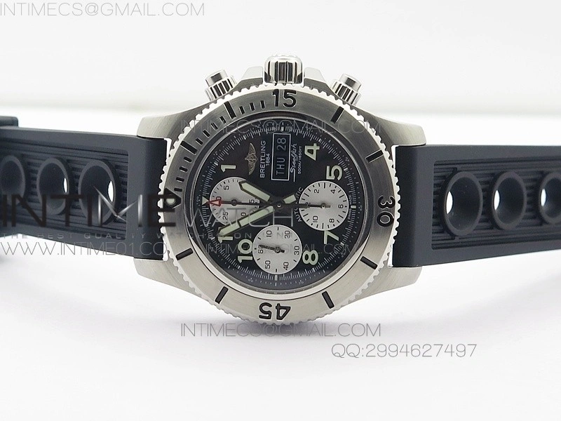 SuperOcan SteelFish SS Black Dial on Black Rubber Strap A7750