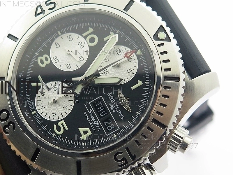 SuperOcan SteelFish SS Black Dial on Black Rubber Strap A7750