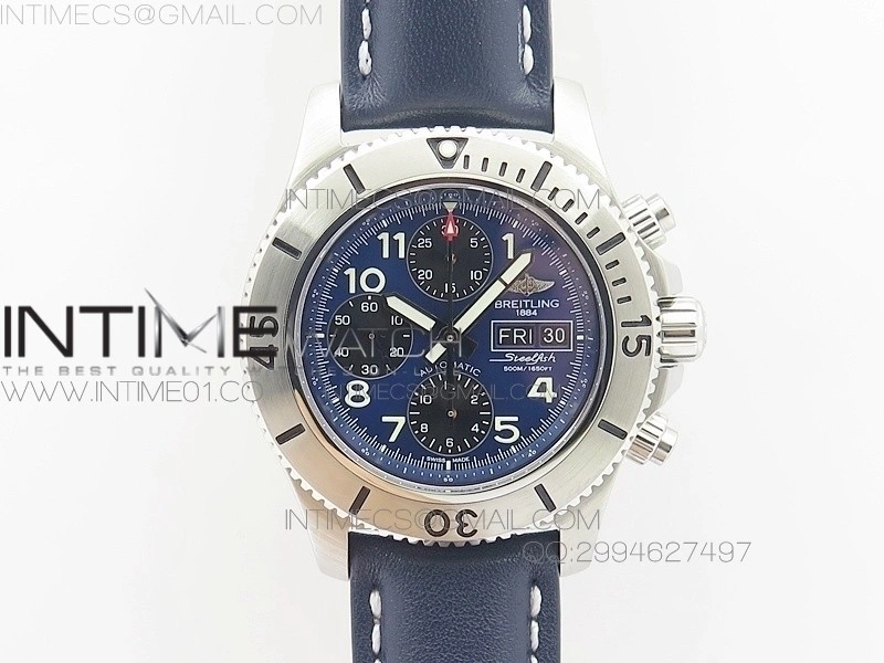 SuperOcan SteelFish SS Blue Dial on Blue Leather Strap A7750