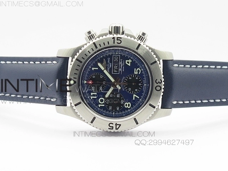 SuperOcan SteelFish SS Blue Dial on Blue Leather Strap A7750