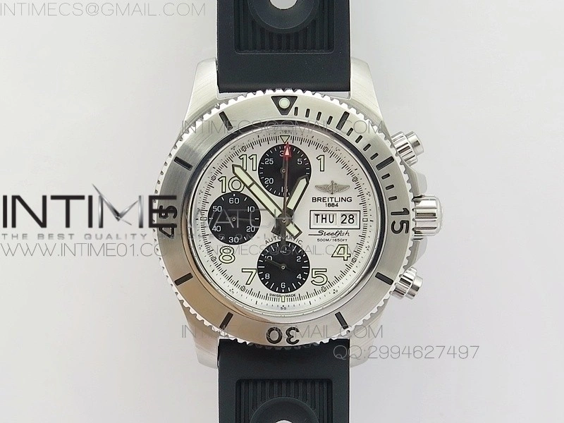 SuperOcan SteelFish SS White Dial on Black Rubber Strap A7750